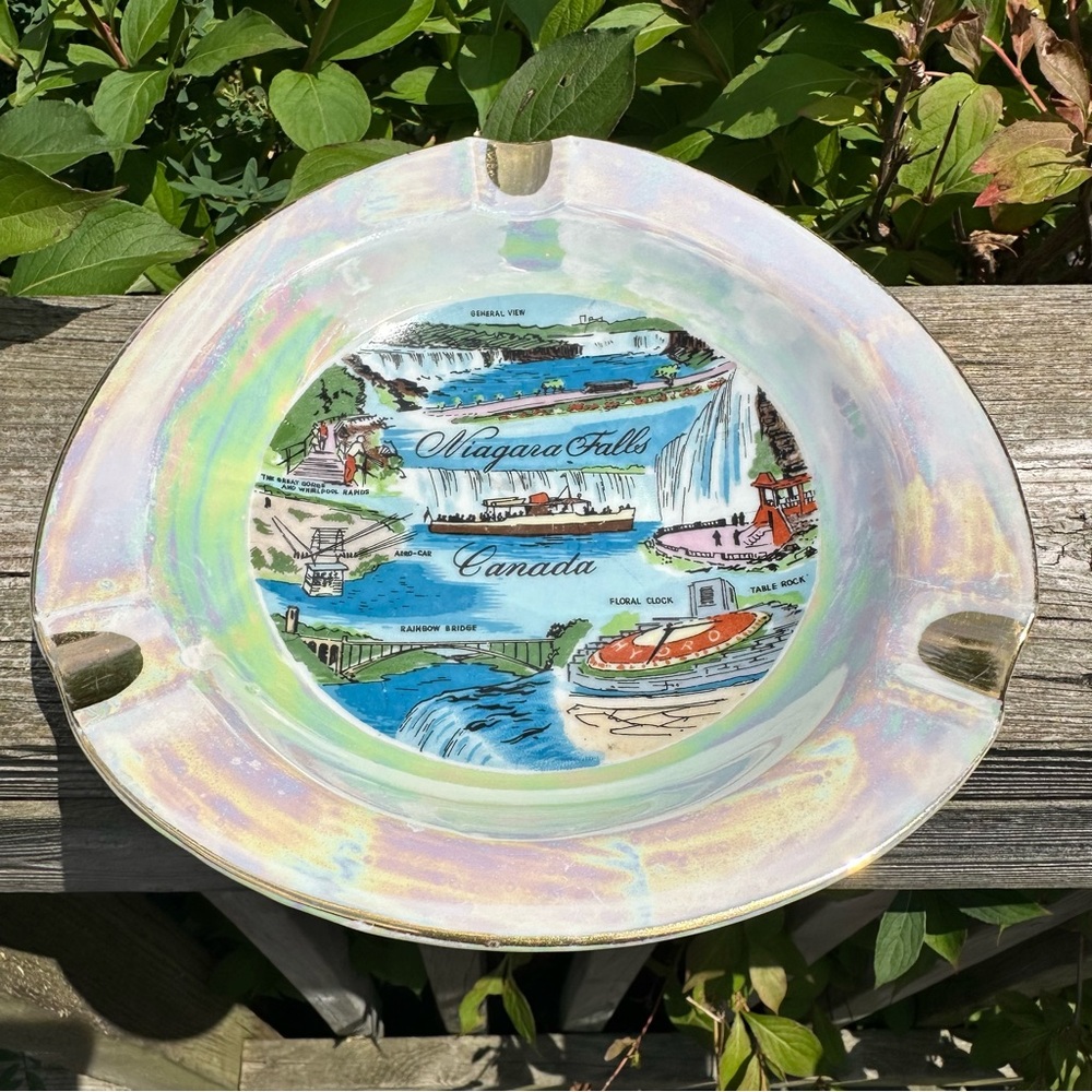 Niagara Falls Canada VINTAGE Ashtray ESD Hand Painted Japan Enterprise Exclusive
